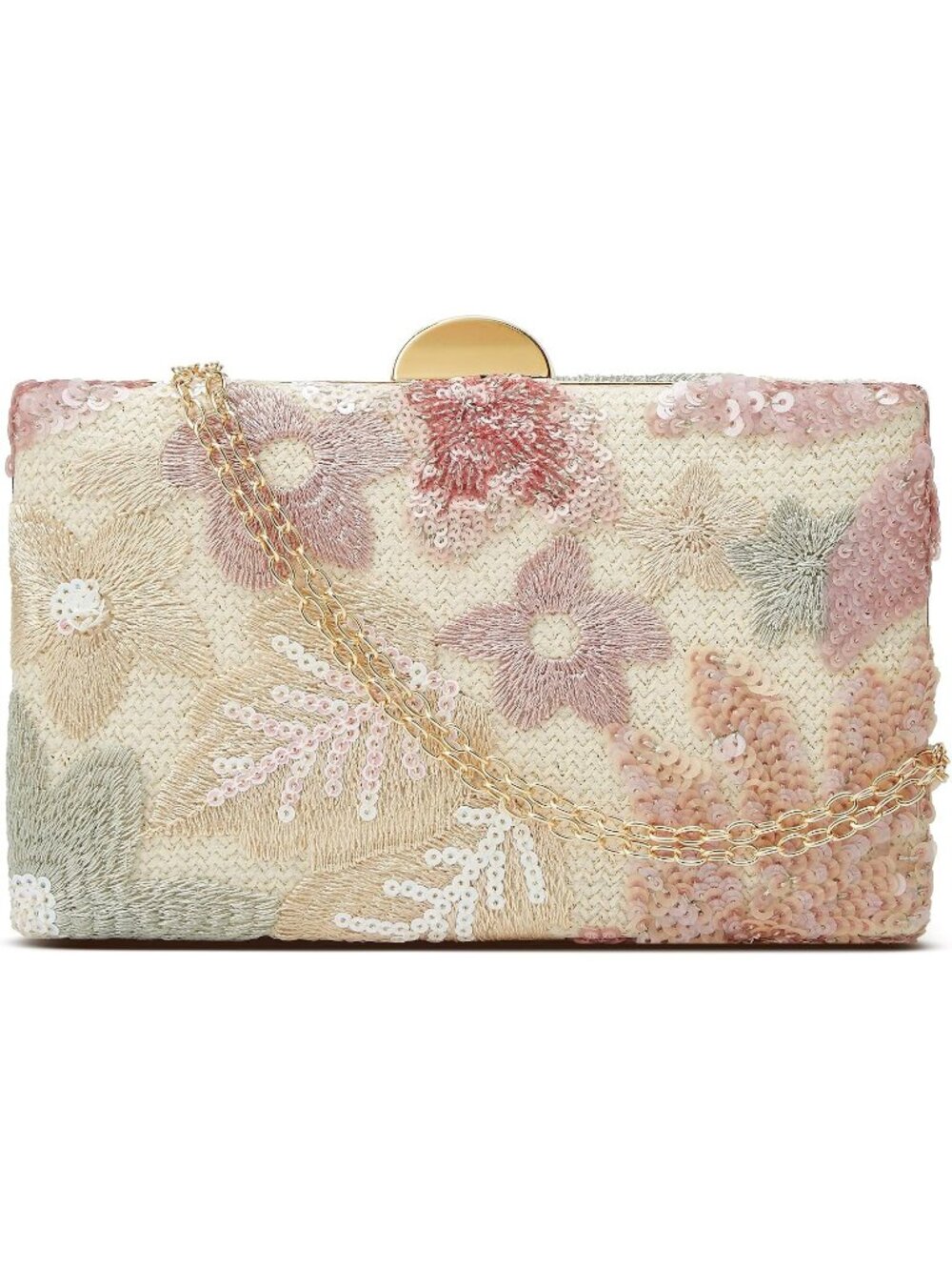 〽️Women's Pink Embroidered Beaded Sequin Floral Clutch Evening Crossbody Bags